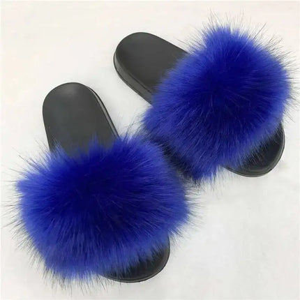 Fluffy Slippers for Women Soft Faux Fur Women's Summer Slippers Stylish Open Toe Sandals Comfy Fuzzy Indoor Outdoor Beach Shoes