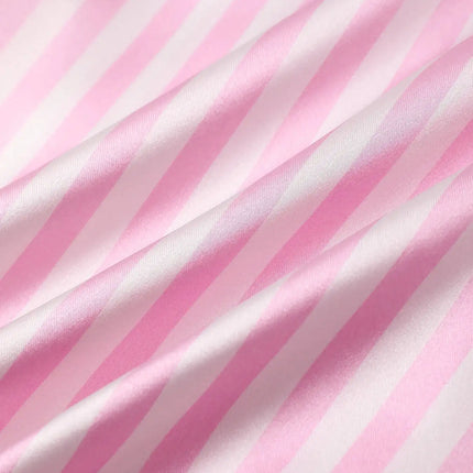 Pigiama da donna in raso di seta Set da studente a maniche corte Homewear Cardigan in due pezzi Risvolto Senso senior di strisce rosa di grandi dimensioni platinumshop