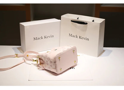 2024 borsa a secchiello portatile in pelle dolce e di lusso con stampa floreale delicata e sciarpe bella borsa a tracolla da donna