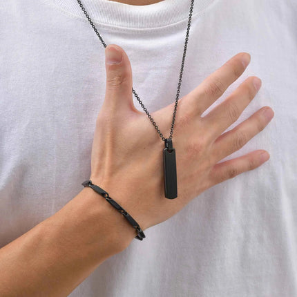 Vnox Set di 2 Pezzi Collana con Ciondolo e Bracciale da Uomo, Set di Gioielli in Acciaio Inossidabile Colore Nero Oro Argento, Regali di Gioielleria alla Moda platinumshop