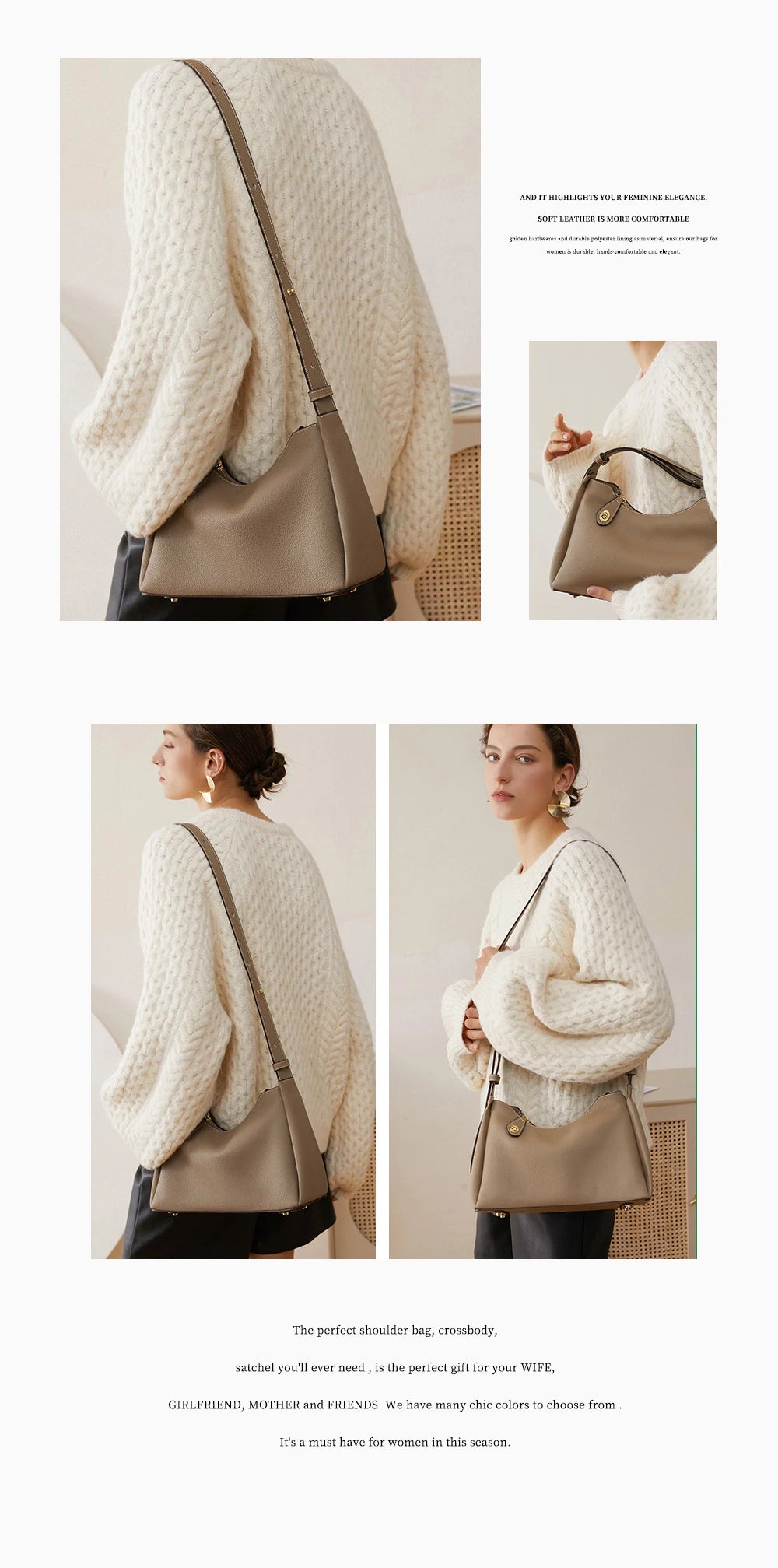 Zency 2024 New Retro Stitching Color Fashion borsa da donna in vera pelle borsa a tracolla borsa a tracolla Cross Body Top Handl