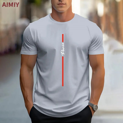 T-shirt da uomo casual sportiva oversize ampia più abbigliamento con stampa Milano comoda maglietta da shopping girocollo a maniche corte