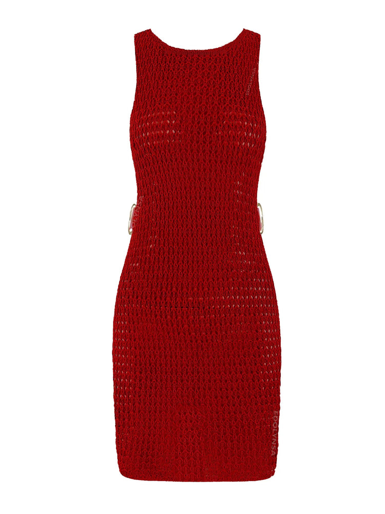 2024 Estate Sexy Un Collo Cut-Out Cerchio Decorazione Corsetto Sottile Spiaggia Mini Vestito Delle Donne Mare Beachwear Costumi da Bagno Cover Up A2796 platinumshop