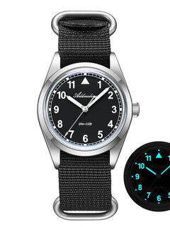 ADDIESDIVE 36mm Men's Analog Watch Bubble Mirror Glass 100m Waterproof Luminous Watch Simple Men Quartz Watches with Nylon Strap