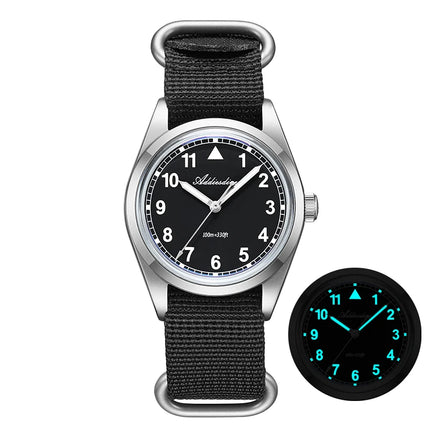 ADDIESDIVE 36mm Men's Analog Watch Bubble Mirror Glass 100m Waterproof Luminous Watch Simple Men Quartz Watches with Nylon Strap
