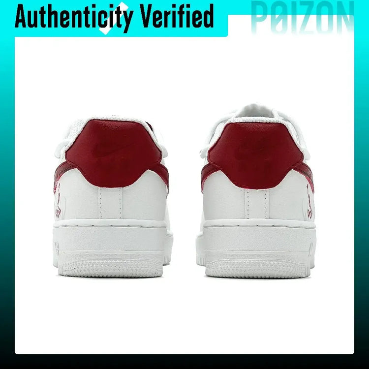Nike Air Force 1 Abrasion Resistant Low top Skateboard Shoes Men's White Red CW2288-111（Team1467-QD）