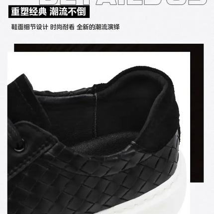Sneakers Premium Breathable Woven Black Casual Shoes for Men Lightweight Comfortable Daily Walking Outdoor Footwear