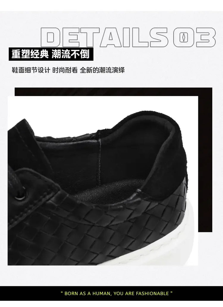 Sneakers Premium Breathable Woven Black Casual Shoes for Men Lightweight Comfortable Daily Walking Outdoor Footwear