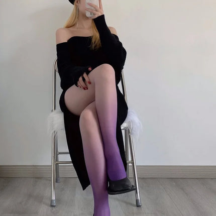 Calze viola 15D calzamaglia da donna colore caramella sfumato calze opache senza soluzione di continuità collant stretti pantaloni femminili Medias estate