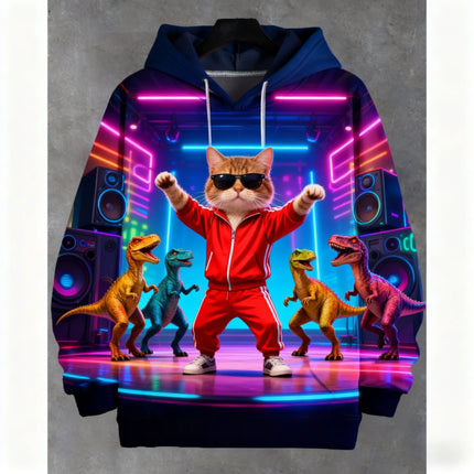 2026 Funny Dinosaur Cat Solider 3d Print Hoodies Men Women Fashion Oversized Hoodie Sweatshirt Animal Coat Sweats Mens Clothing