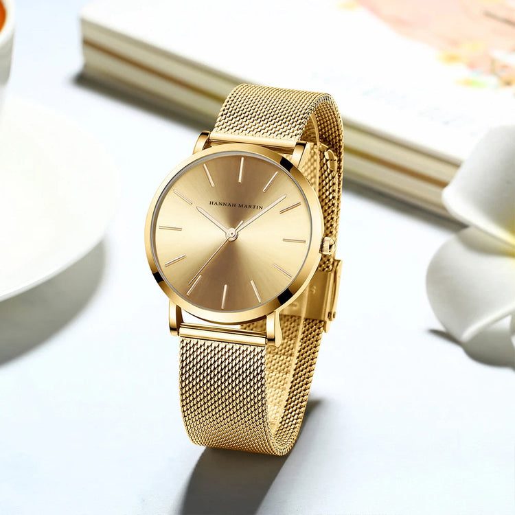HANNAH MARTIN Movimento al quarzo giapponese in acciaio inossidabile di qualità del marchio Orologio Dropshipping da donna impermeabile da 36 mm in oro rosa completo platinumshop
