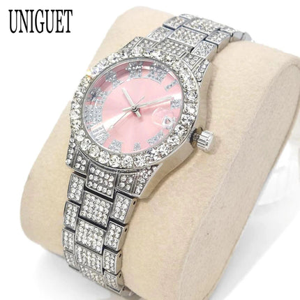 Orologio da Donna UNIGUET di Lusso alla Moda, Elegante Quadrante Piccolo con Diamanti Rosa, Mini Orologio da Polso al Quarzo Bling-Bling da Donna, Regalo platinumshop
