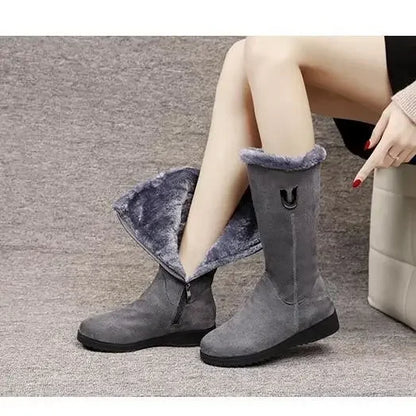 2025 New Women's Boots Fashion Mid-calf Boots Plush Warm Snow Boot Wedge Platform Boots for Women Winter Cotton Boot Botas Mujer