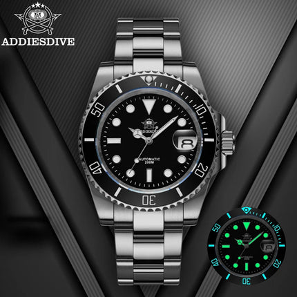 ADDIESDIVE Orologio automatico da uomo di lusso 8215 Orologio meccanico BGW9 Orologio da sub in vetro zaffiro luminoso Orologio analogico da uomo AD2503 platinumshop