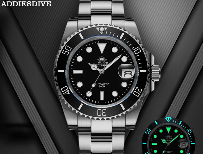 ADDIESDIVE Orologio automatico da uomo di lusso 8215 Orologio meccanico BGW9 Orologio da sub in vetro zaffiro luminoso Orologio analogico da uomo AD2503 platinumshop