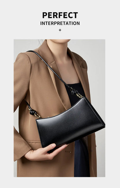 YANATARI underarm cowhide Genuine leather handbags women vintage red shoulder bag female korean luxury bag high quality 2025