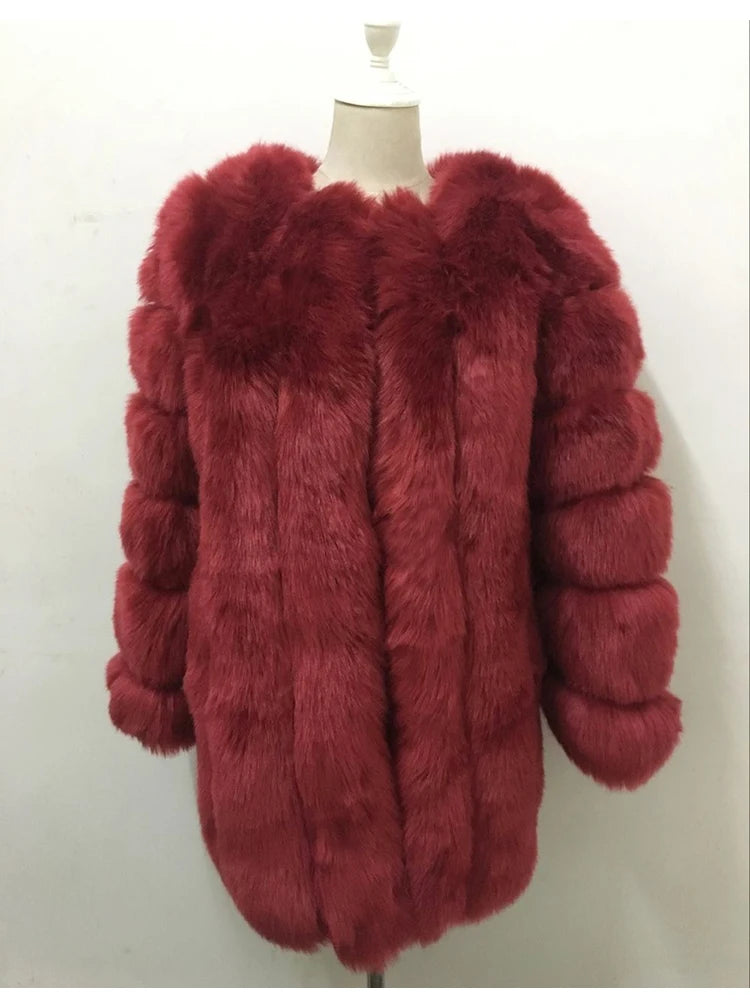 ZADORIN High Quality Winter Women Coats Luxury Faux Fox Fur Coat Thick Warm Long Fluffy Fur Jacket Pink Coat Bontjas