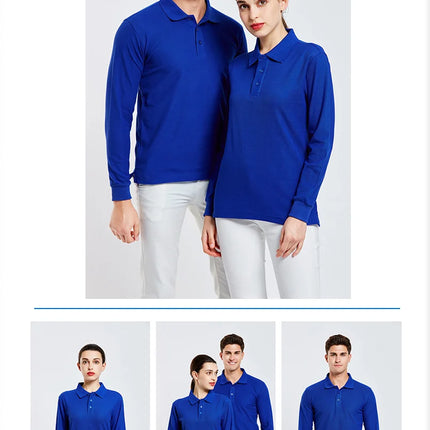 Long sleeve polo shirt in breathable cotton Personal Company Group Design Custom Logo print embroidery Casual men's and women's tops