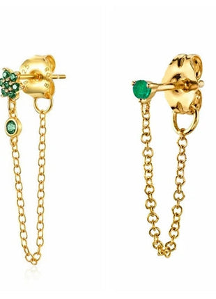 925 Sterling Silver Needle Green Zircon Gold Earrings Heart Hoop Earrings for Women Delicate Stud Earrings Luxury Jewelry Gifts PlatiNum