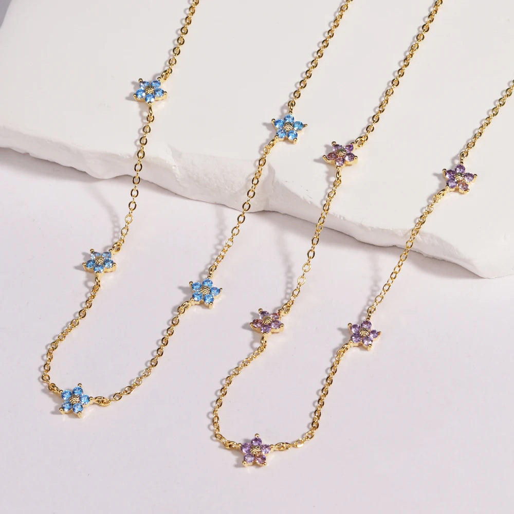 Moda colorata cubic zirconia 5 pezzi collana di fiori per le donne girocollo catena clavicola regali di gioielli da sposa