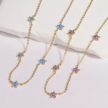 Moda colorata cubic zirconia 5 pezzi collana di fiori per le donne girocollo catena clavicola regali di gioielli da sposa
