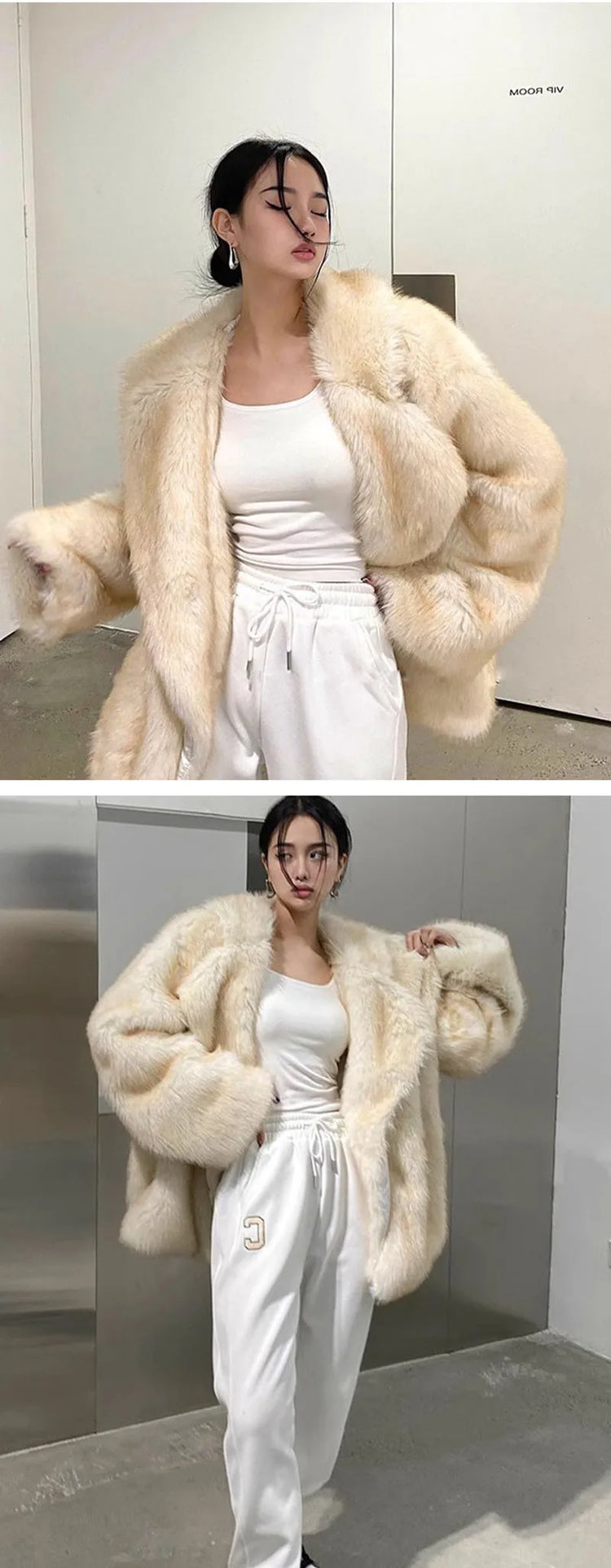 ZADORIN Winter Faux Mink Coat Lapel Mid Long Loose Faux Fur Coat Woman Clothes Luxury Fluffy Jacket Fur Cardigans Ladies Coats