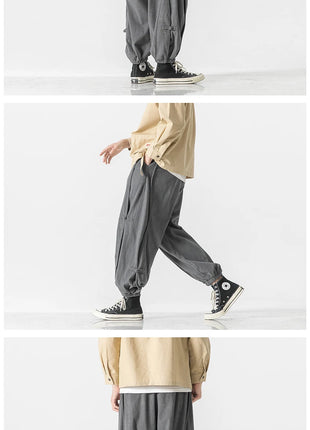 Pantaloni da uomo caldi di vendita autunno stile cinese pantaloni larghi larghi vintage moda uomo pantaloni lanterna con coulisse Harajuku solidi