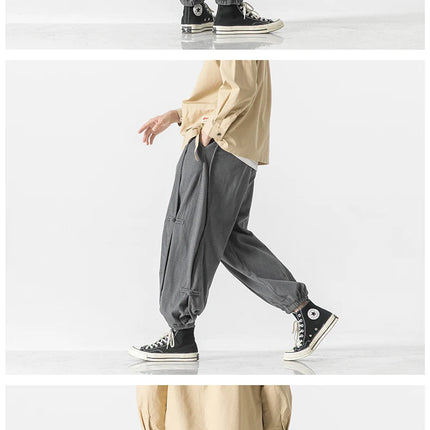 Pantaloni da uomo caldi di vendita autunno stile cinese pantaloni larghi larghi vintage moda uomo pantaloni lanterna con coulisse Harajuku solidi