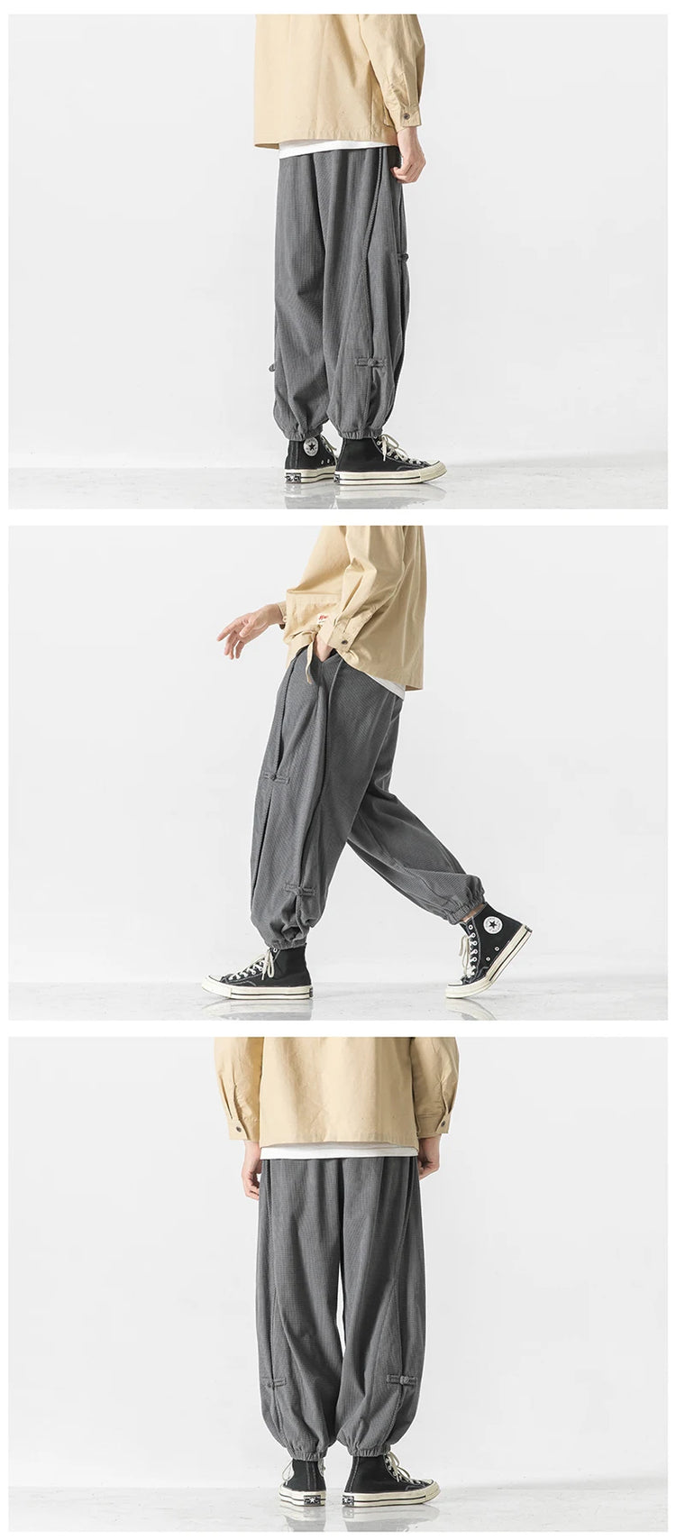 Pantaloni da uomo caldi di vendita autunno stile cinese pantaloni larghi larghi vintage moda uomo pantaloni lanterna con coulisse Harajuku solidi