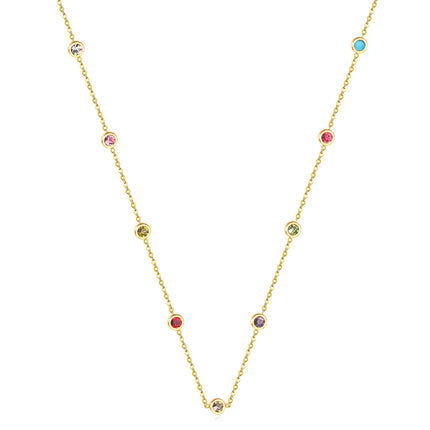 LUXUSTEEL Neckalce For Women No Fade Colorful Crystal Pendant  Lady Girls Accessories 2022 Hot Sale Long Chains Necklaces PlatiNum