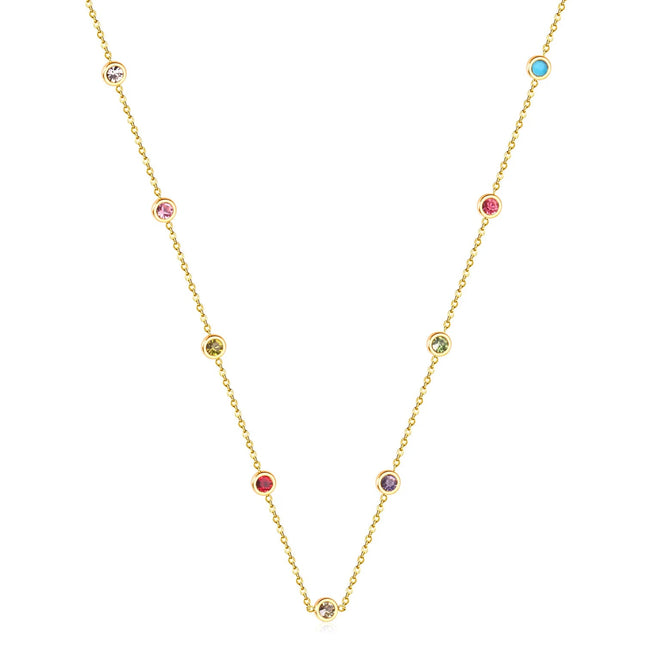 LUXUSTEEL Neckalce For Women No Fade Colorful Crystal Pendant  Lady Girls Accessories 2022 Hot Sale Long Chains Necklaces PlatiNum