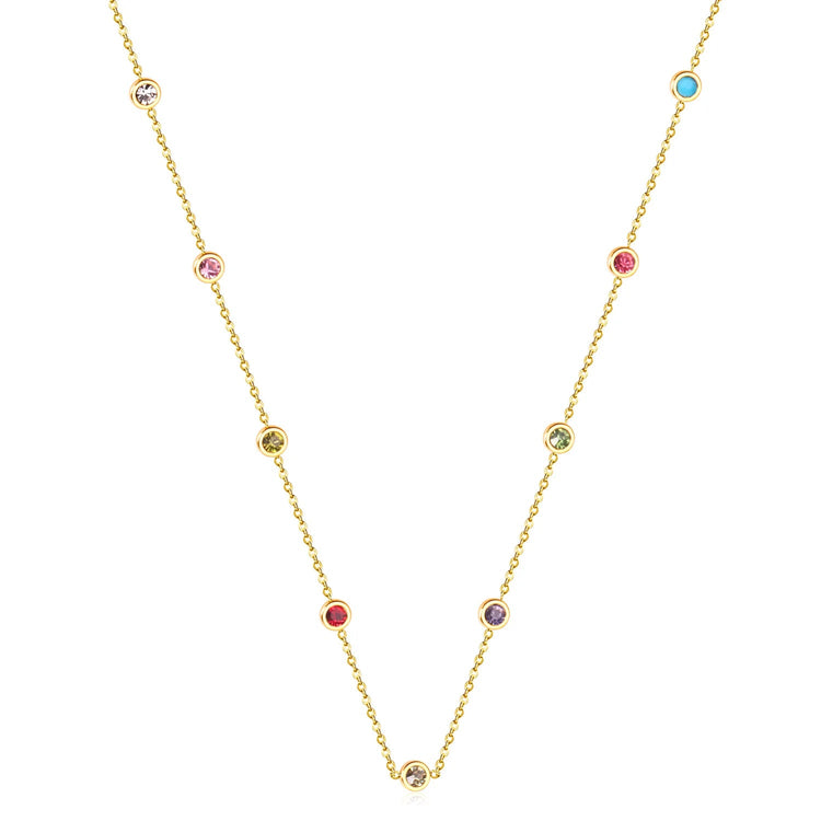 LUXUSTEEL Neckalce For Women No Fade Colorful Crystal Pendant  Lady Girls Accessories 2022 Hot Sale Long Chains Necklaces PlatiNum