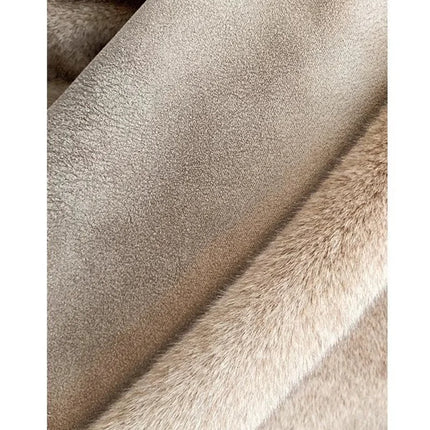 2026 Imported Velvet Mink Fur Coat With Mink Fur Collar,Temperament  Medium Length Fur Jacket Women