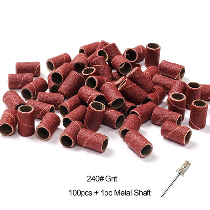 Nail Sanding Ring Bands 80/120/180/240 Grit Electric Manicure Drill Grinding Heads UV Gel Polish Removal Pedicure Abrasive Tools 2028