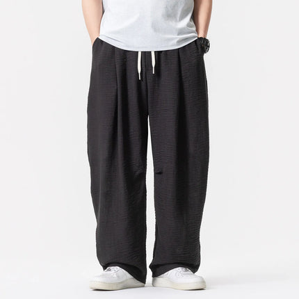 Pantaloni Leggeri e Sottili da Uomo, Traspiranti, Tinta Unita, Stile Harajuku, Gamba Larga, Casual, Oversize, Moda Harem, Streetwear Maschile