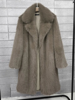 ZADORIN 100cm Long Fluffy White Black Faux Fur Coat Woman Clothing Winter Lapel Faux Fur Top Jackets for Women Jacket Outerwears