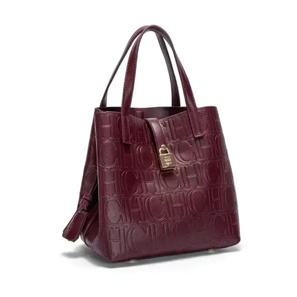 CH Large Capacity Handbag Luxury Brand Temperament Letter Print with Lock Design 2025 Trendy Women's Crossbody Bag PlatiNum