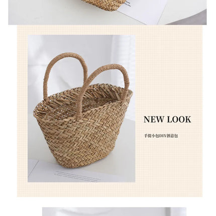 Handmade Woven Rattan Bag Mini Bohemian Basket Bags for Women Travel Straw Beach Bag Designer Woven Bags Bucket Bag
