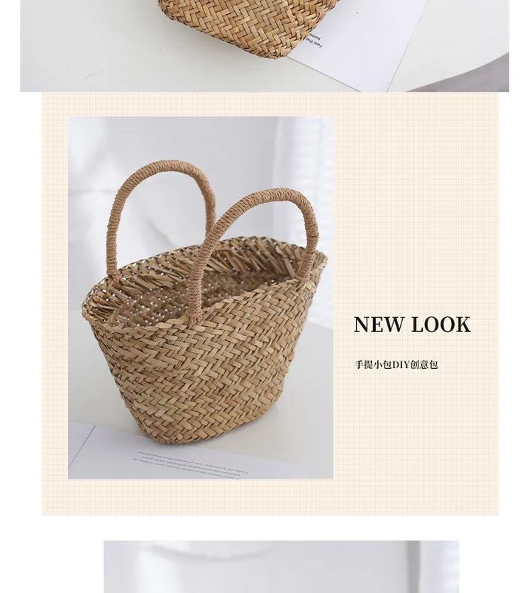 Borsa in Rattan di vimini fatta a mano Mini borse a cesto bohémien per borse da donna borsa da spiaggia in paglia da viaggio borse tessute di design borsa a secchiello