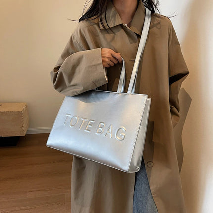 Designer Tote Bag For Women Large Capacity Handbag Portable Brand Briefcase Top Quality Pu Leather Female Shoulder Crossbody Bag PlatiNum