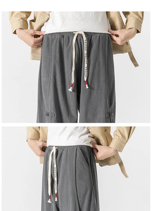 Pantaloni da uomo caldi di vendita autunno stile cinese pantaloni larghi larghi vintage moda uomo pantaloni lanterna con coulisse Harajuku solidi