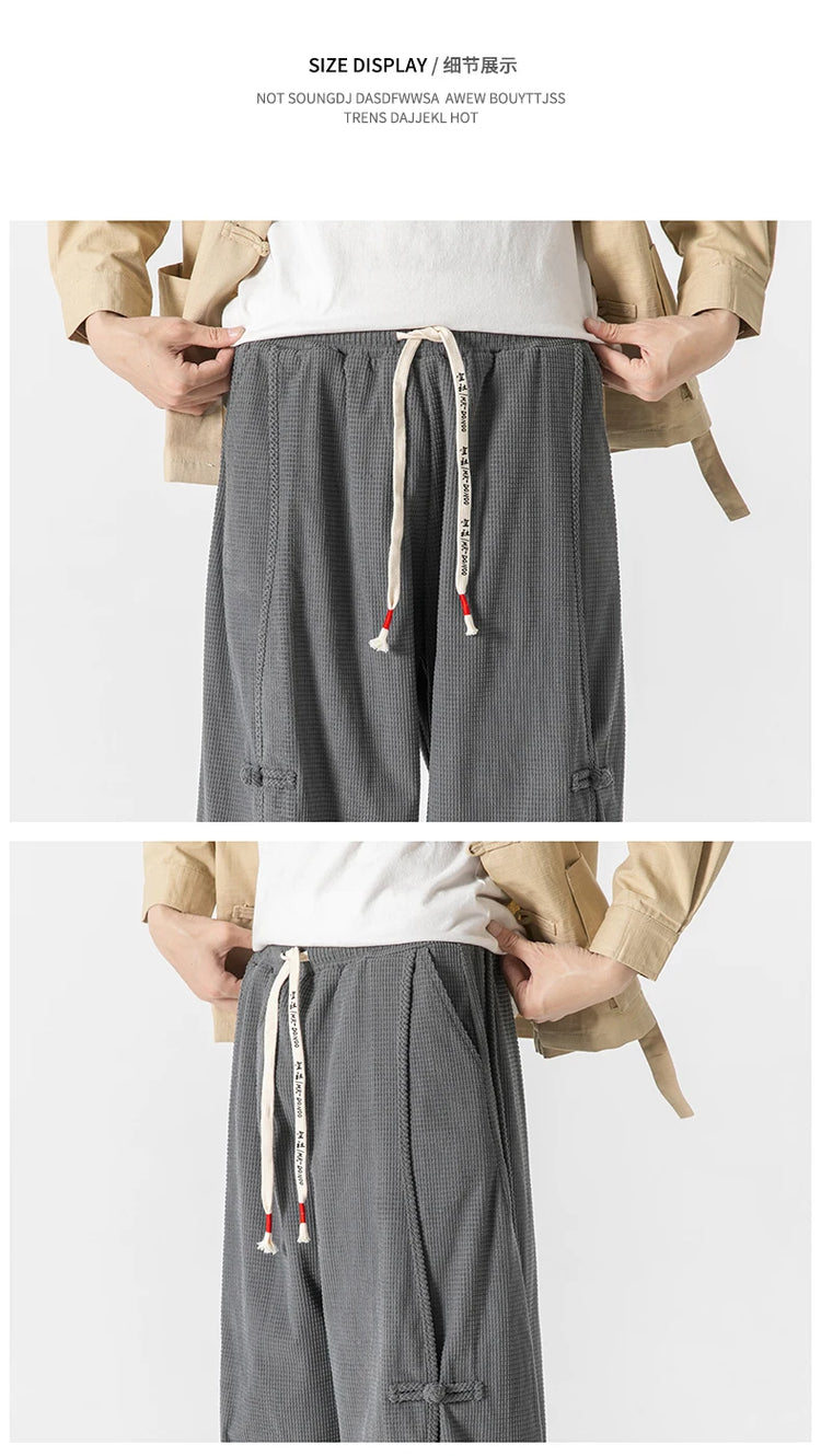 Pantaloni da uomo caldi di vendita autunno stile cinese pantaloni larghi larghi vintage moda uomo pantaloni lanterna con coulisse Harajuku solidi