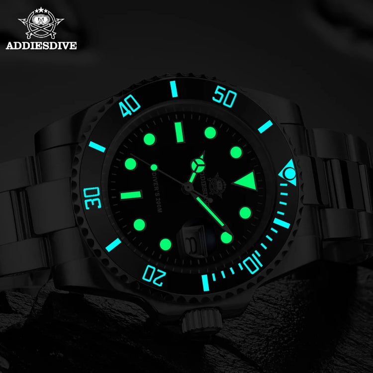 ADDIESDIVE Man Watch High Quality Ceramic Bezel Business Leisure 41mm Quartz Watches BGW9 Luminous 200m Waterproof Diver Watch