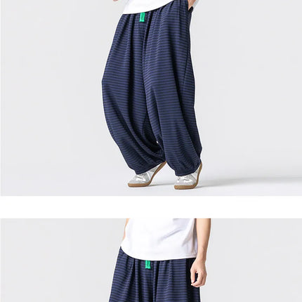 Pantaloni con elastico in vita da uomo Pantaloni a gamba larga con strisce marroni da uomo Pantaloni jogger oversize comodi e traspiranti Streetwear Plus Size5XL