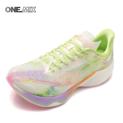 Scarpe da Corsa ONEMIX Marathon con Piastra in Carbonio, Supporto Professionale Stabile, Ammortizzazione, Ultra-leggere e Reattive per Uomo PlatiNum