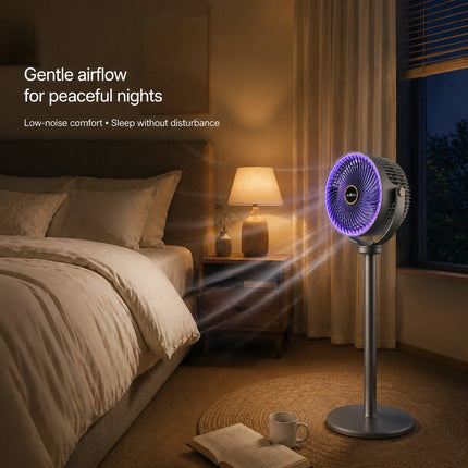 Ventilatore Turbo 3-in-1 per Circolazione d'Aria Domestica, Ventilatore da Terra e da Tavolo Retrattile con Telecomando, Ventilatore Portatile per Ufficio e Camera da Letto