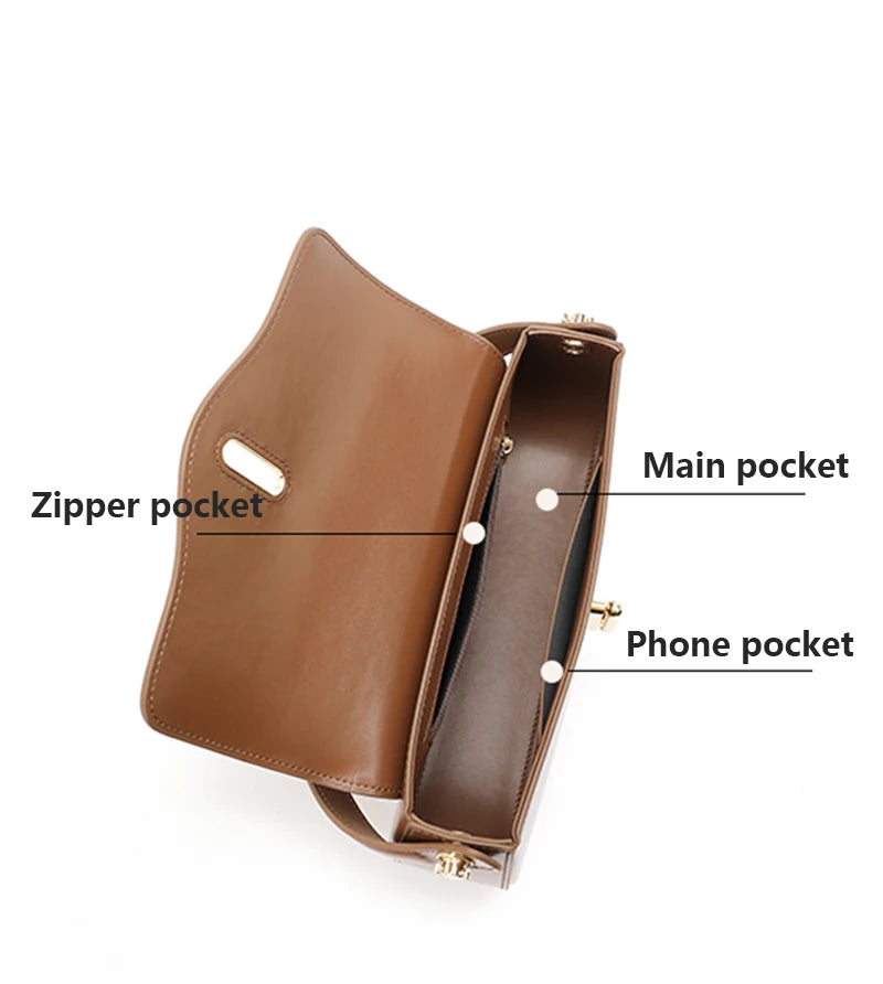 2025 New Genuine Leather Women's Bag Luxury Stick Bag Senior Designer Shoulder Bag Fashion Handbag Commuter