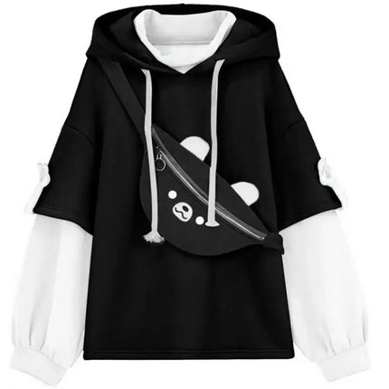 Y2K Clothes Cute bear backpack in spring and autumn  fashion Hoodie Women's winter Harajuku loose casual street clothes Japanese