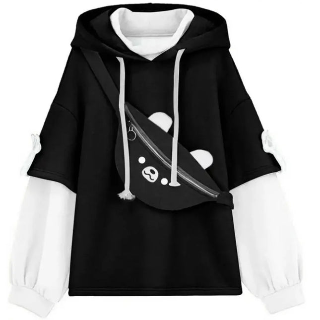 Y2K Clothes Cute bear backpack in spring and autumn  fashion Hoodie Women's winter Harajuku loose casual street clothes Japanese