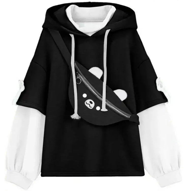 Y2K Clothes Cute bear backpack in spring and autumn  fashion Hoodie Women's winter Harajuku loose casual street clothes Japanese